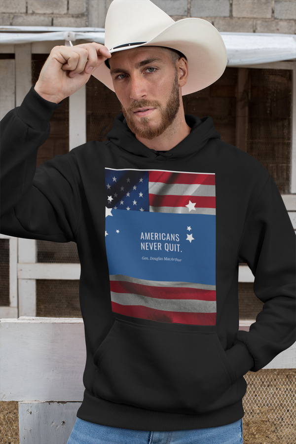 Men's LS T-Shirt Hoodie Americans Never Quit
