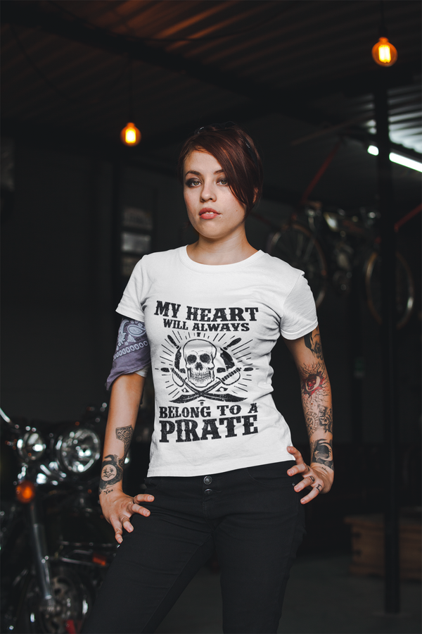 Short-Sleeve Womens T-Shirt Heart Belongs To Pirate