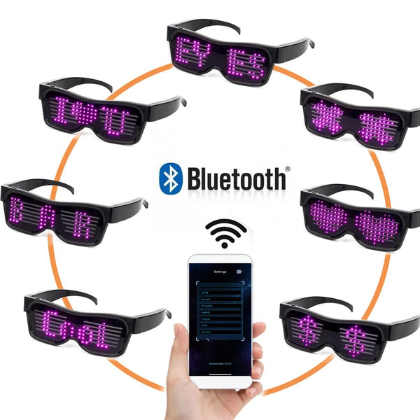 Pink Bluetooth APP Control LED Glasses for Flashing -Display Messages, Animation,  Children's Toy Gift