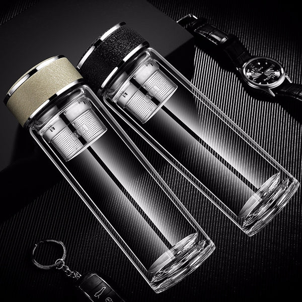 Portable Tea Infuser With Double Walled Glass Cup