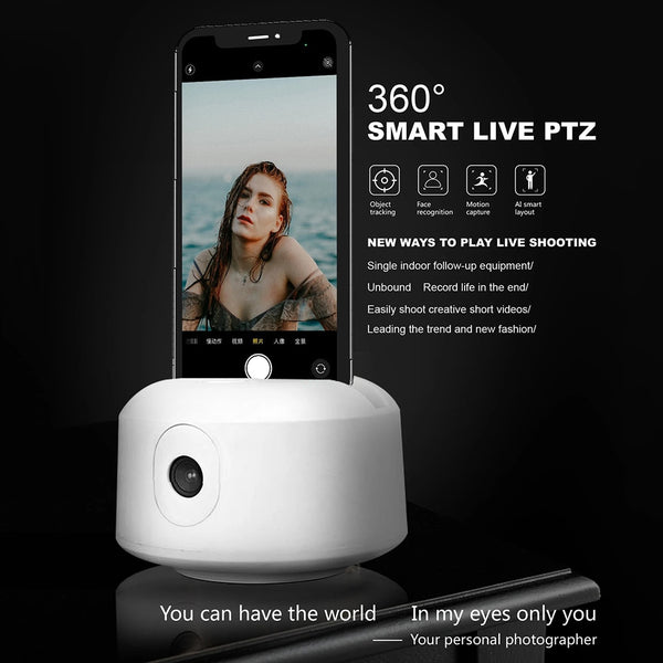 Phone Holder Face Object Auto Tracking 360° Portable Smart Shooting 360° White